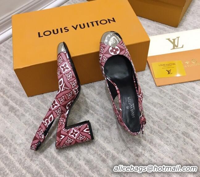 Perfect Louis Vuitton Since 1854 Louise Canvas Slingback Pumps 050736 Burgundy 2021