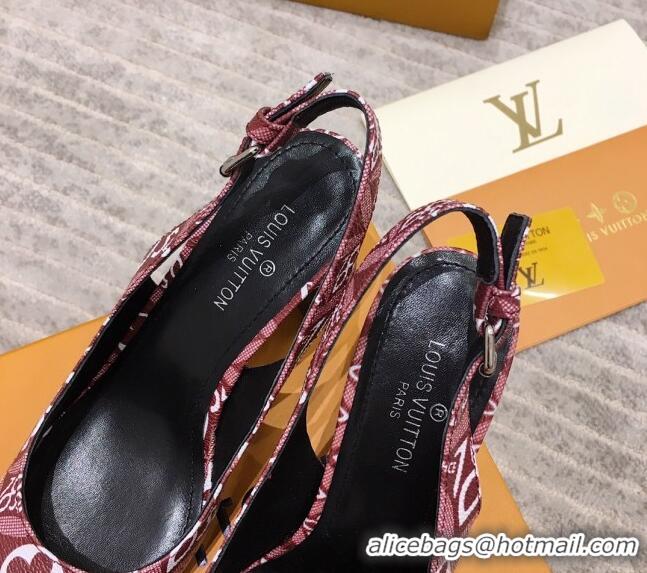 Perfect Louis Vuitton Since 1854 Louise Canvas Slingback Pumps 050736 Burgundy 2021