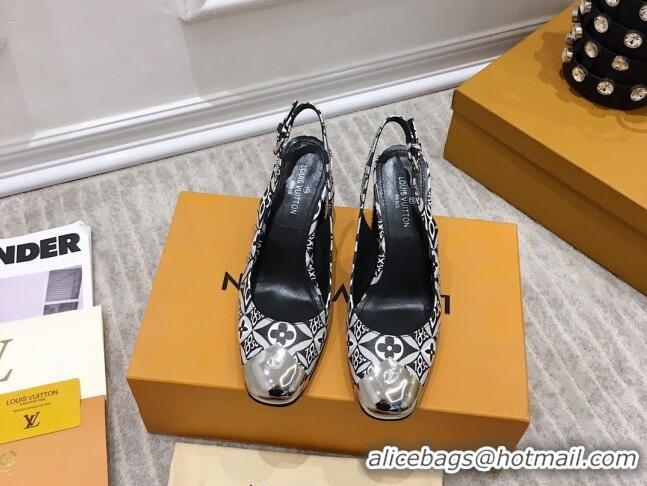 Sumptuous Louis Vuitton Since 1854 Louise Canvas Slingback Pumps 050736 Grey 2021