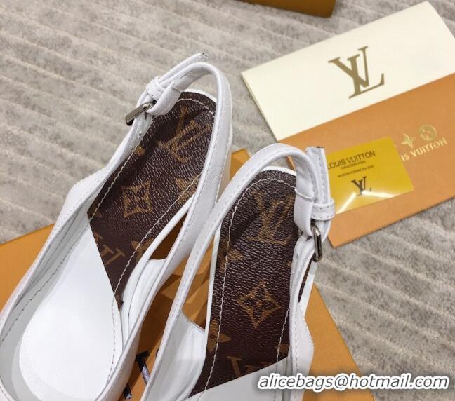 Good Looking Louis Vuitton Louise Calfskin Slingback Pumps 050738 White 2021