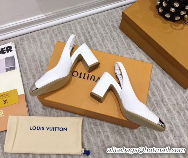 Good Looking Louis Vuitton Louise Calfskin Slingback Pumps 050738 White 2021