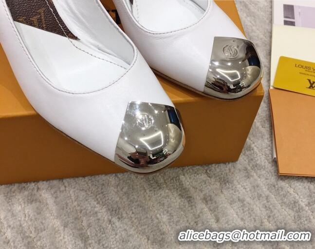 Good Looking Louis Vuitton Louise Calfskin Slingback Pumps 050738 White 2021