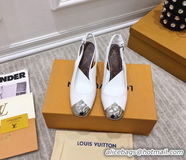 Good Looking Louis Vuitton Louise Calfskin Slingback Pumps 050738 White 2021