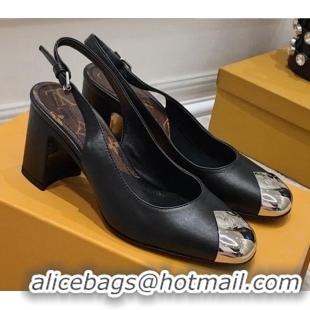 Stylish Louis Vuitton Louise Calfskin Slingback Pumps 050738 Balck 2021