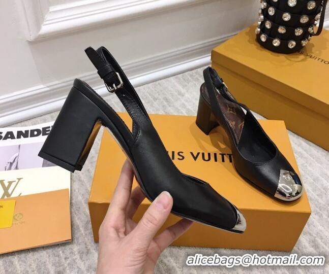 Stylish Louis Vuitton Louise Calfskin Slingback Pumps 050738 Balck 2021