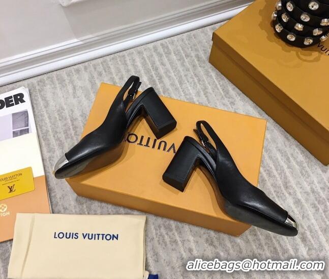 Stylish Louis Vuitton Louise Calfskin Slingback Pumps 050738 Balck 2021