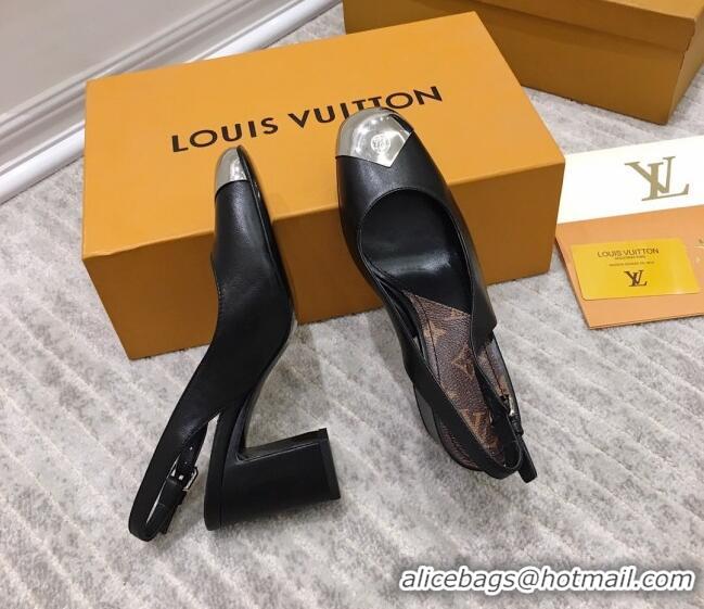 Stylish Louis Vuitton Louise Calfskin Slingback Pumps 050738 Balck 2021