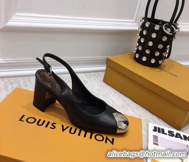 Stylish Louis Vuitton Louise Calfskin Slingback Pumps 050738 Balck 2021