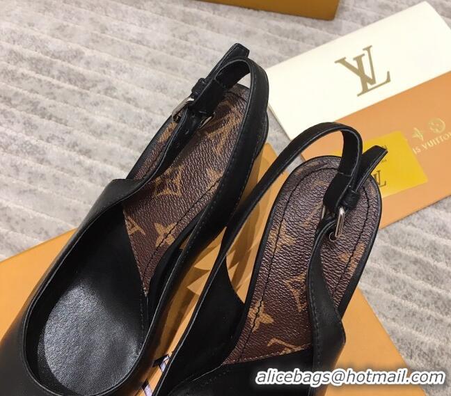 Stylish Louis Vuitton Louise Calfskin Slingback Pumps 050738 Balck 2021