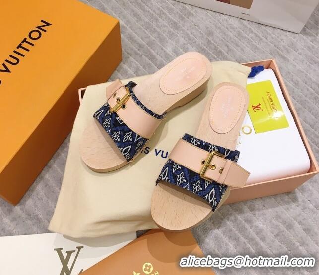 Best Price Louis Vuitton Cottage Since 1854 Wood Sandals 050741 Blue 2021