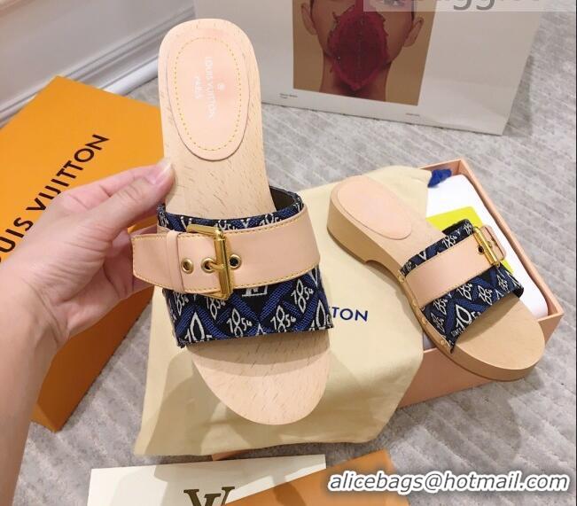 Best Price Louis Vuitton Cottage Since 1854 Wood Sandals 050741 Blue 2021