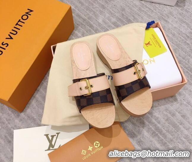 Best Price Louis Vuitton Cottage Damier Ebene Wood Sandals 050743 Brown 2021