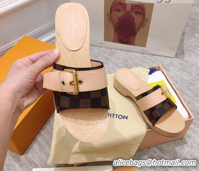 Best Price Louis Vuitton Cottage Damier Ebene Wood Sandals 050743 Brown 2021