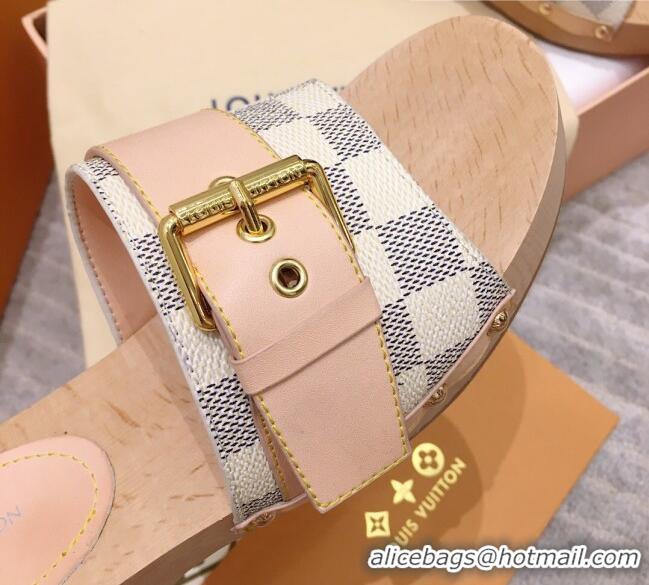 Good Taste Louis Vuitton Cottage Damier Azur Canvas Wood Sandals 050744 White 2021