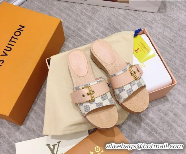 Good Taste Louis Vuitton Cottage Damier Azur Canvas Wood Sandals 050744 White 2021