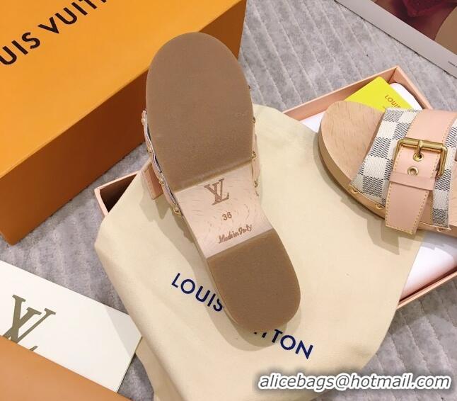 Good Taste Louis Vuitton Cottage Damier Azur Canvas Wood Sandals 050744 White 2021