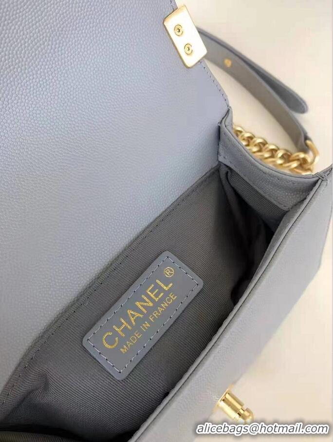 Best Design Chanel Le Boy Flap Shoulder Bag Original Calf leather A67085 Light Grey Gold Buckle