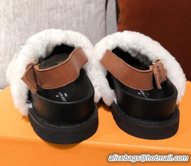 Crafted Louis Vuitton Paseo Flat Comfort Shearling Sandals 051061 White 2021