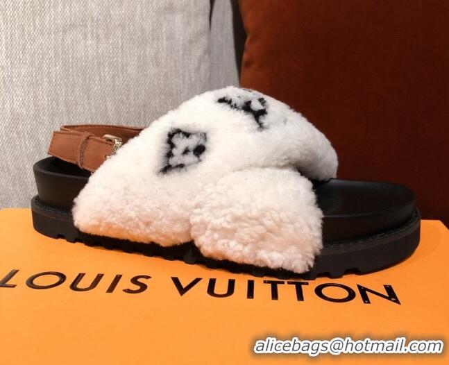 Crafted Louis Vuitton Paseo Flat Comfort Shearling Sandals 051061 White 2021