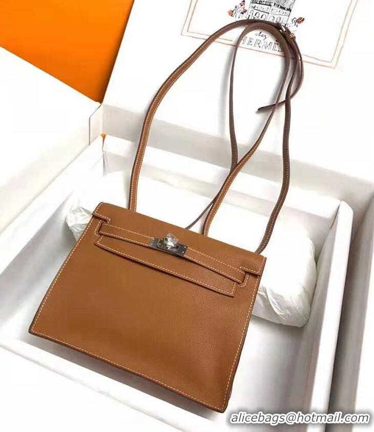 Top Grade Hermes Kelly Danse Bag in Swift Leather 630133 Khaki (Half Handmade) 