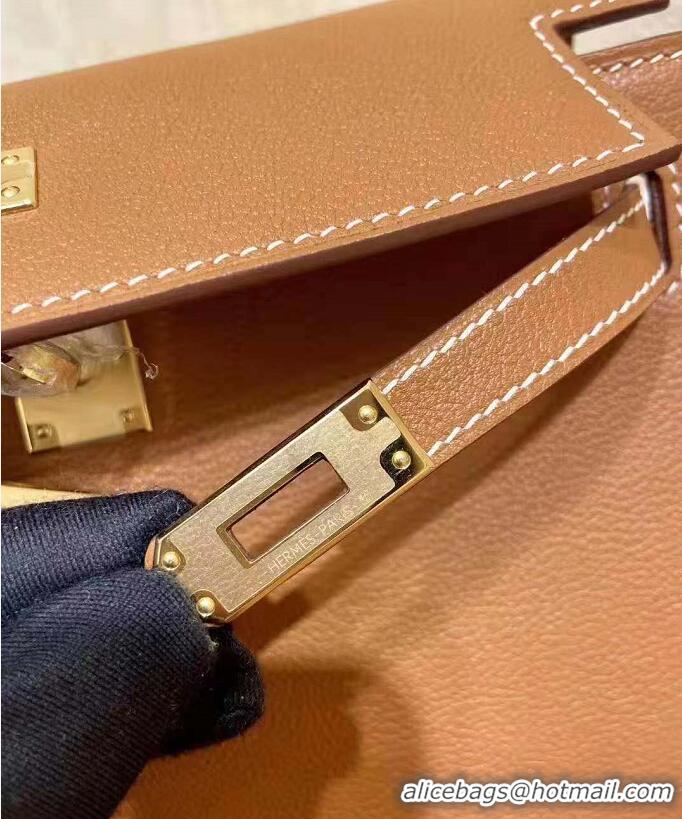 Grade Quality Hermes Kelly Danse Bag in Swift Leather 630133 Khaki/Gold (Half Handmade)