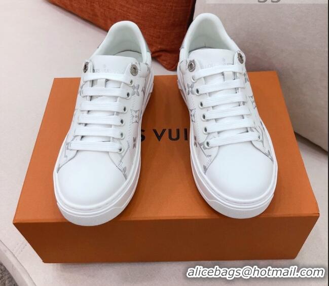 Low Price Louis Vuitton Time Out Sneakers in Silver Metallic Monogram Leather 051095