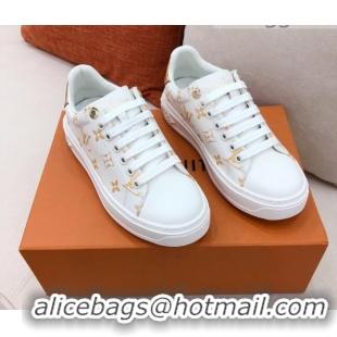 Super Quality Louis Vuitton Time Out Sneakers in Gold Metallic Monogram Leather 051096