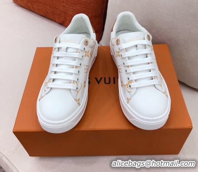 Super Quality Louis Vuitton Time Out Sneakers in Gold Metallic Monogram Leather 051096