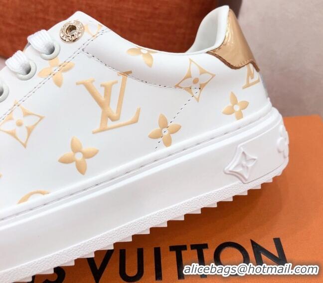 Super Quality Louis Vuitton Time Out Sneakers in Gold Metallic Monogram Leather 051096