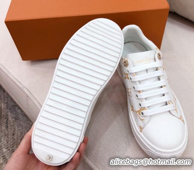 Super Quality Louis Vuitton Time Out Sneakers in Gold Metallic Monogram Leather 051096