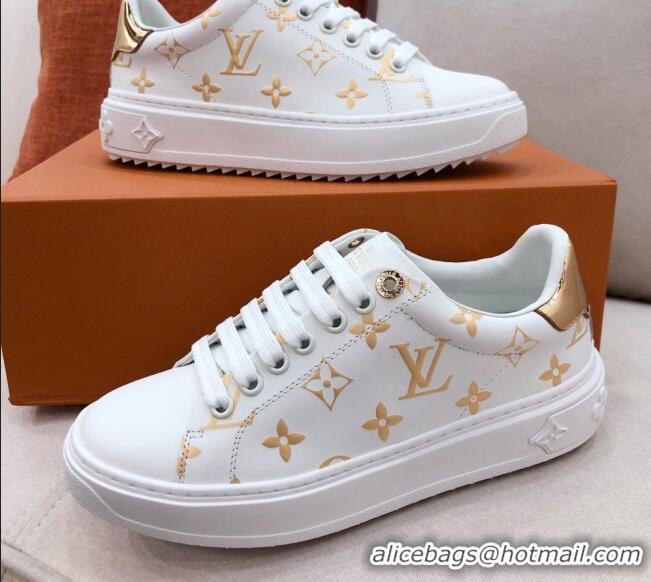 Super Quality Louis Vuitton Time Out Sneakers in Gold Metallic Monogram Leather 051096