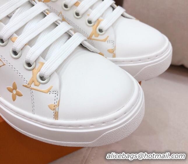 Super Quality Louis Vuitton Time Out Sneakers in Gold Metallic Monogram Leather 051096