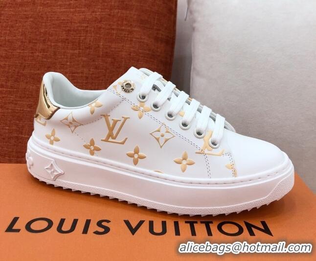 Super Quality Louis Vuitton Time Out Sneakers in Gold Metallic Monogram Leather 051096