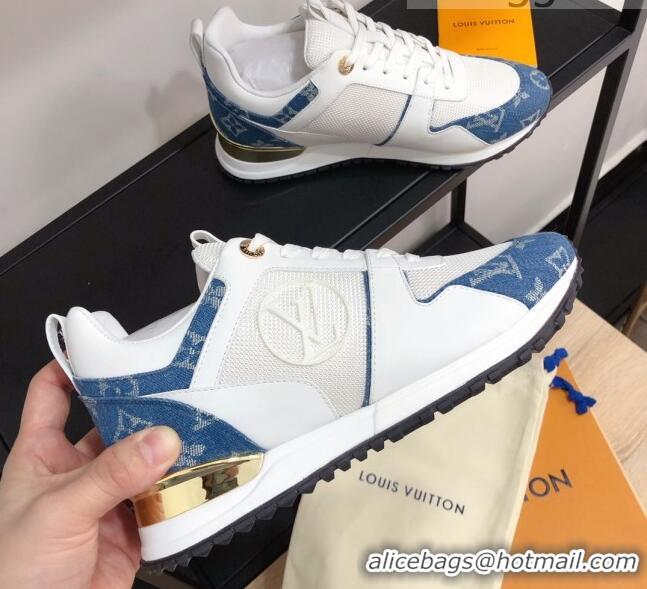 New Fashion Louis Vuitton Run Away Calfskin Sneakers Denim Blue/White 604903