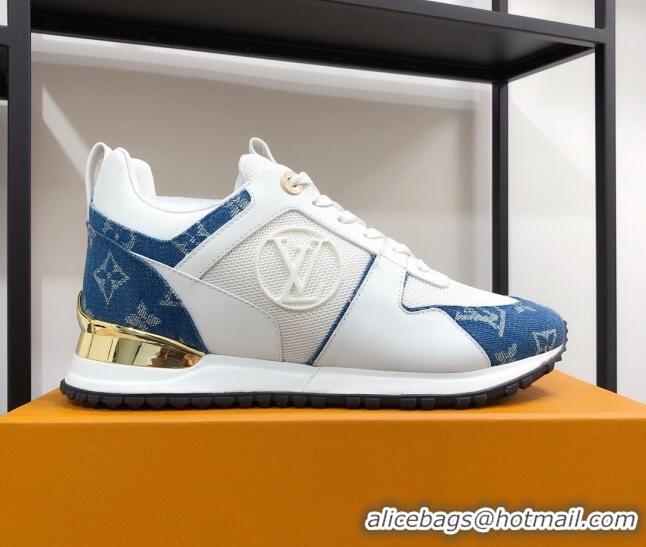 New Fashion Louis Vuitton Run Away Calfskin Sneakers Denim Blue/White 604903