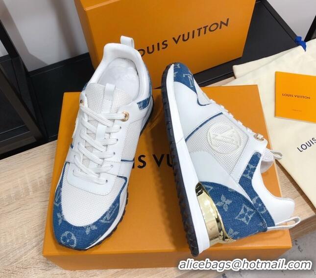 New Fashion Louis Vuitton Run Away Calfskin Sneakers Denim Blue/White 604903