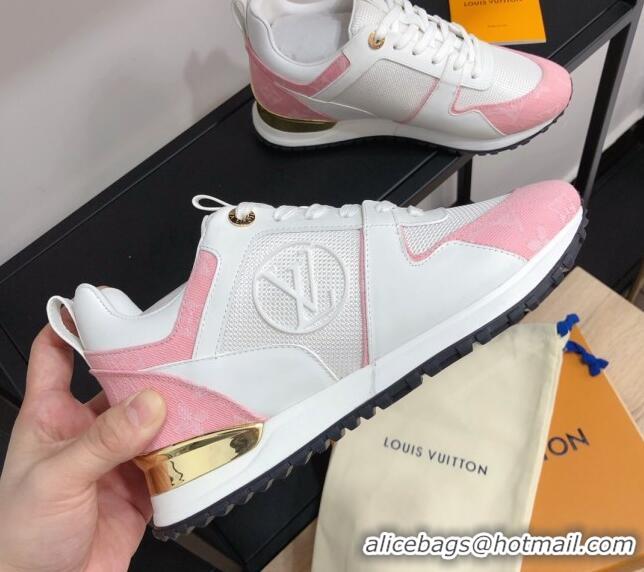 Good Quality Louis Vuitton Run Away Calfskin Sneakers Pink Monogram/White 604904