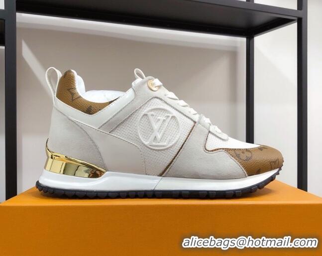 Good Product Louis Vuitton Run Away Calfskin Sneakers Brown Monogram/White 604905