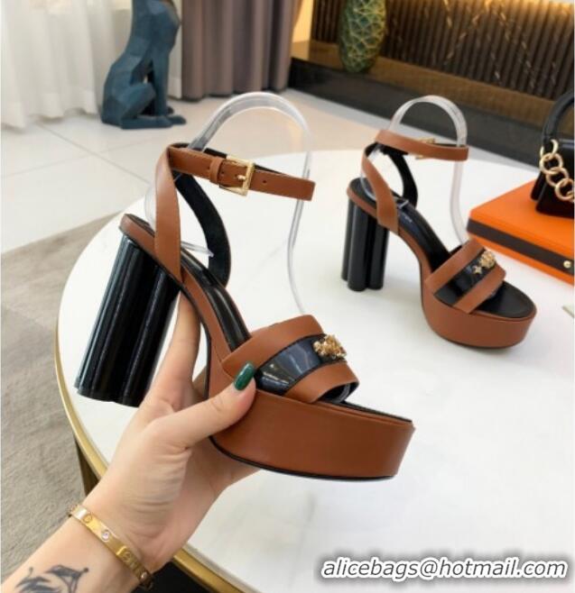 Best Design Louis Vuitton Podium Monogram Studs Platform Sandal 061240 Brown 2021