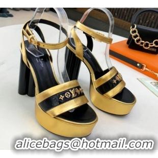 Most Popular Louis Vuitton Podium Monogram Studs Platform Sandal 061240 Gold 2021