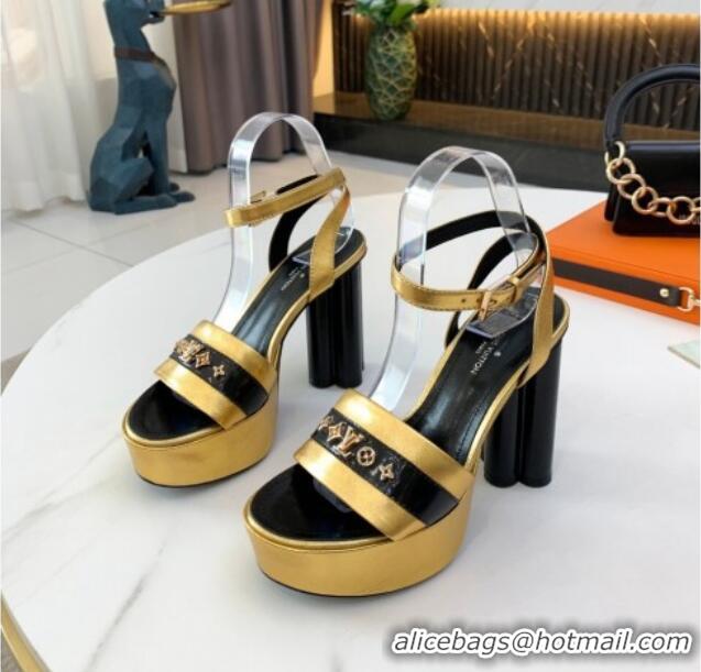 Most Popular Louis Vuitton Podium Monogram Studs Platform Sandal 061240 Gold 2021