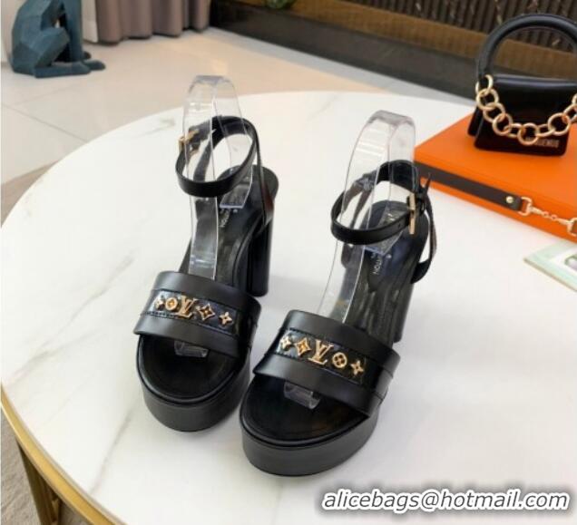 Unique Grade Louis Vuitton Podium Monogram Studs Platform Sandal Black 061243