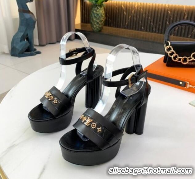 Unique Grade Louis Vuitton Podium Monogram Studs Platform Sandal Black 061243