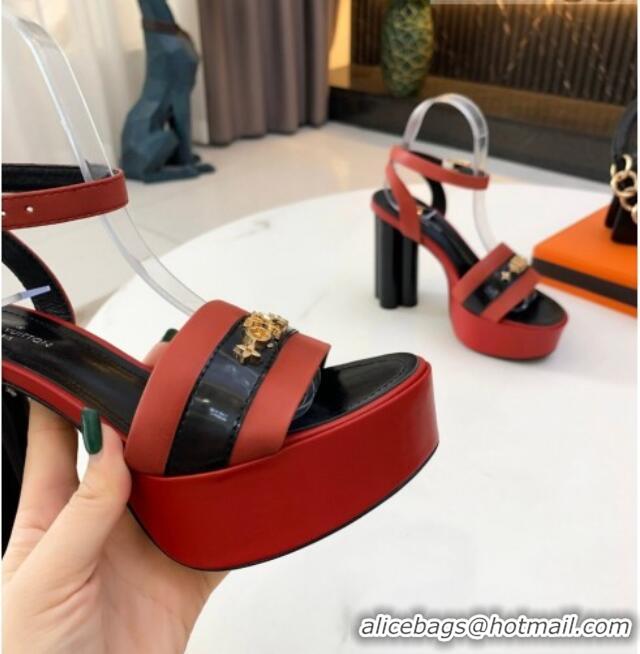 Affordable Price Louis Vuitton Podium Monogram Studs Platform Sandal 061243 Red