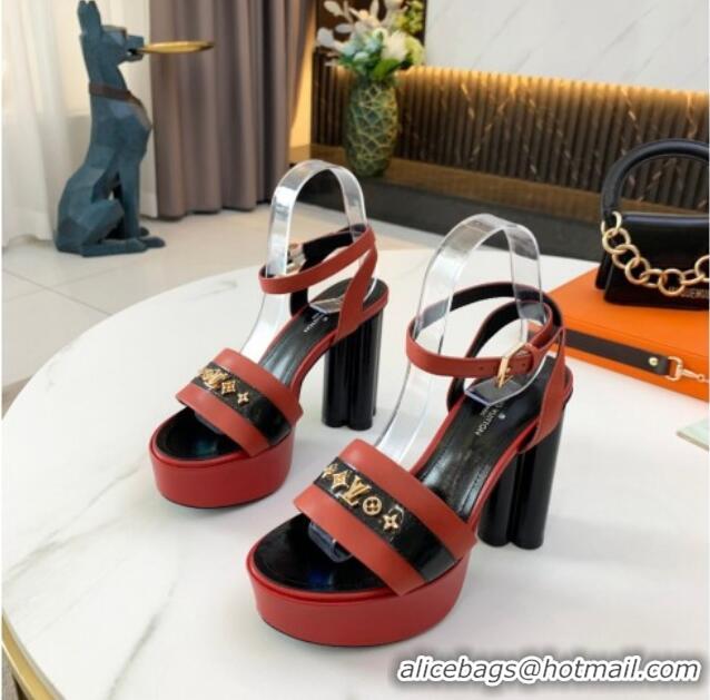 Affordable Price Louis Vuitton Podium Monogram Studs Platform Sandal 061243 Red