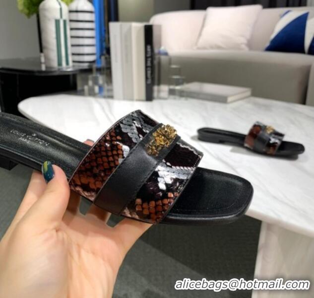 Best Grade Louis Vuitton Revival Python Leather Monogram Studs Flat Slide Sandals 061249