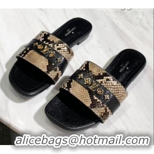 Trendy Design Louis Vuitton Revival Python Leather Monogram Studs Flat Slide Sandals 061250 2021