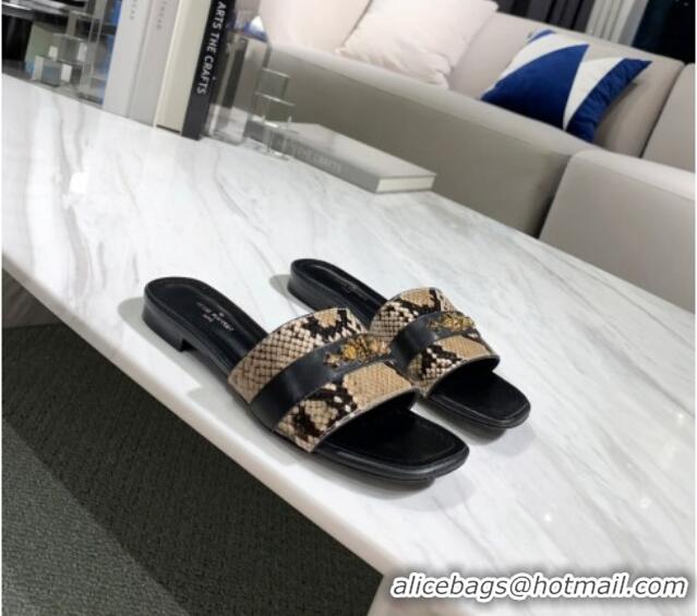 Trendy Design Louis Vuitton Revival Python Leather Monogram Studs Flat Slide Sandals 061250 2021