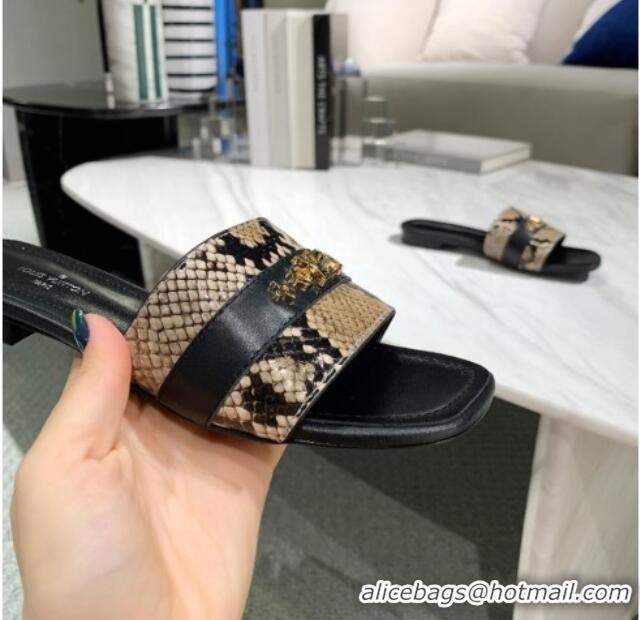 Trendy Design Louis Vuitton Revival Python Leather Monogram Studs Flat Slide Sandals 061250 2021