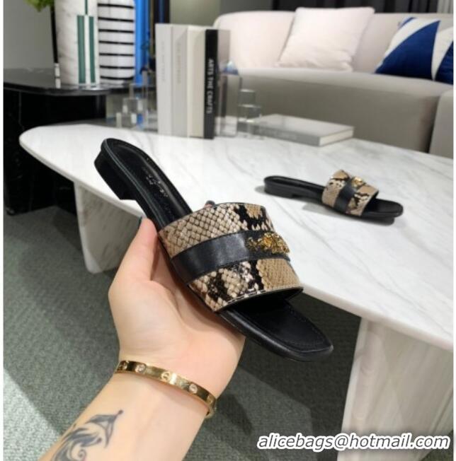 Trendy Design Louis Vuitton Revival Python Leather Monogram Studs Flat Slide Sandals 061250 2021